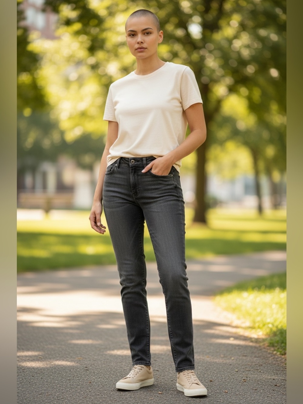Slim Fit Women’s Jeans in Gray - Unbranded